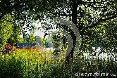 Circular route on WeÃŸlinger lake, summer time Stock Photo